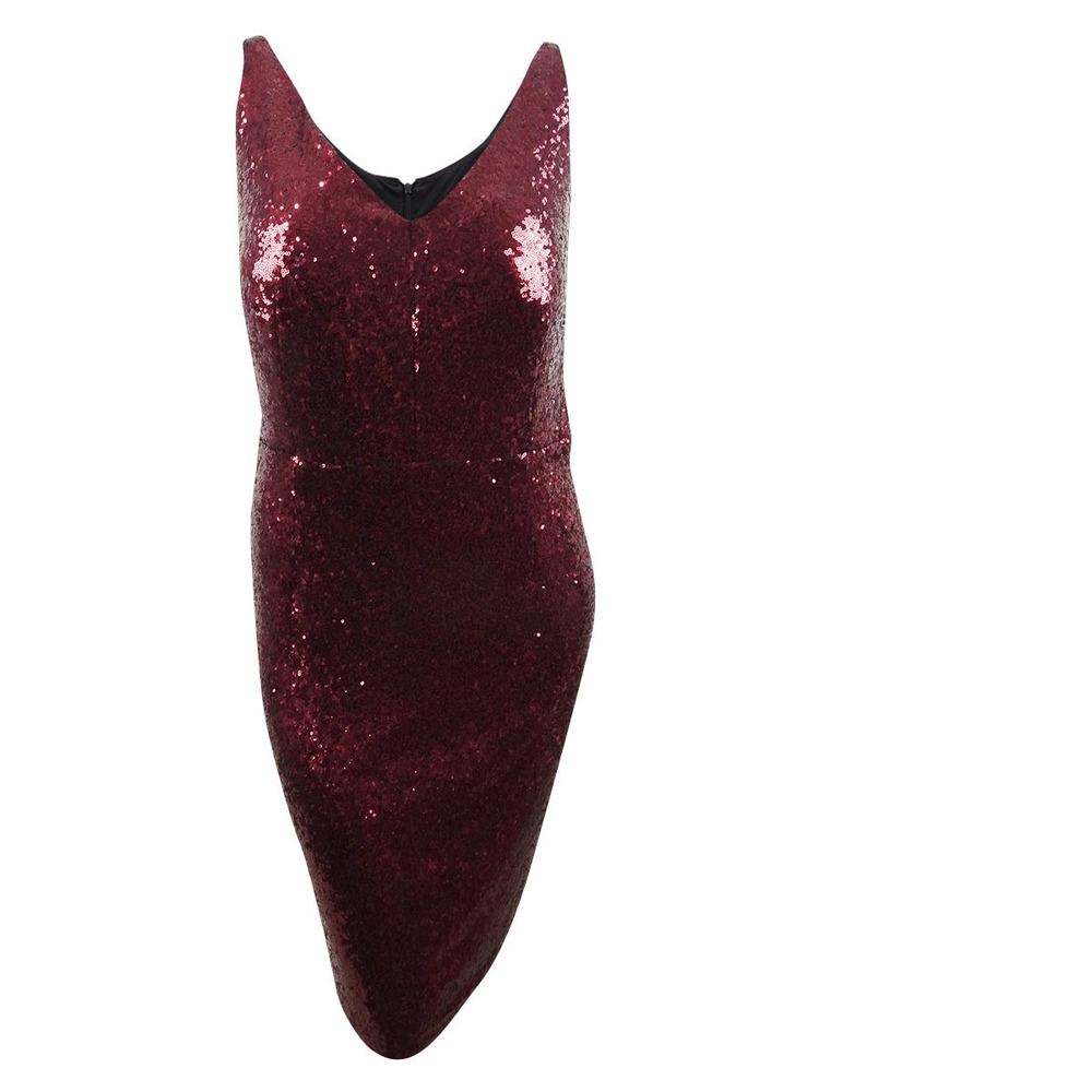 Nightway Women's Petite Sequin Sheath Dress (10P  Merlot)